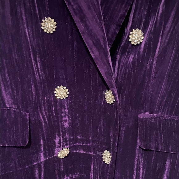 Zara Deep Purple Velvet Blazer - Picture 2 of 7